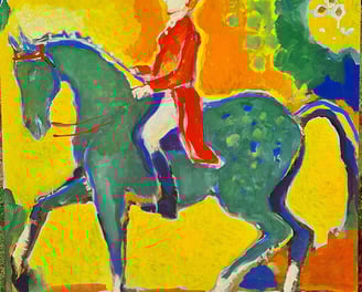 oeuvre d'art animalier- artiste peintre -peinture- cheval dressage