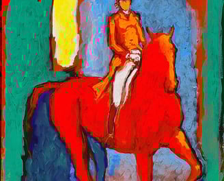 oeuvre d'art animalier- artiste peintre -peinture- cheval dressage
