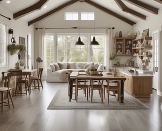 A modern, small kitchen opens to a partially covered outdoor area. The kitchen features a sleek stainless steel sink and countertops with light-colored cabinetry above. Large windows allow natural light to fill the space. The outdoor area is covered with a translucent roof and bordered by a white wall. A wooden door with a metallic handle separates the kitchen from another room.