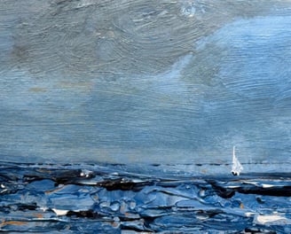 Untitled - An abstract impressionist painting of a sailboat in the ocean
