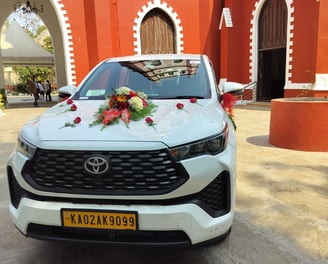 Innova with wedding decoration