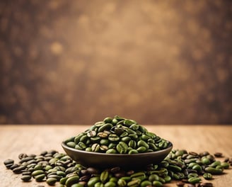 a bag of coffee beans next to a pile of coffee beans