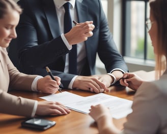 A street scene featuring a notary's office sign in Cyrillic letters mounted above an archway leading to a courtyard. A man is walking past under the arch, and a blue car is parked nearby. The building has a wrought iron balcony and pastel-colored walls.