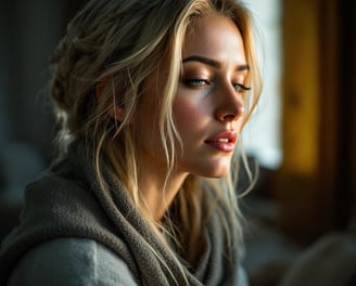 a woman with a scarf around her neck