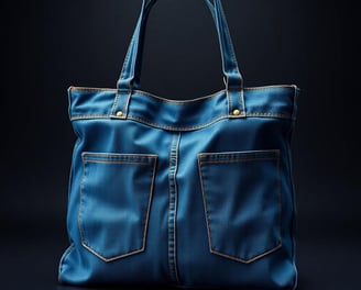 a tote bag made out of blue jeans with the original back pockets on it