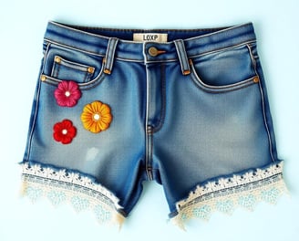 a pair of shorts with flowers on them