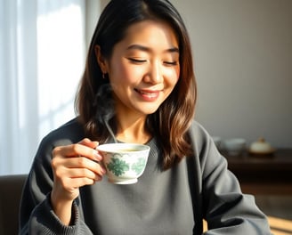 woman drinking a cup of tea