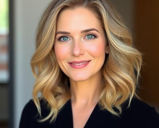 a woman with blonde hair and blue eyes
