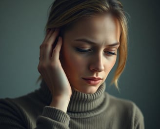 a woman in a turtle neck sweater and turtle neck sweater