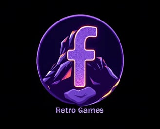 the logo of facebook, inscription retro games, vangames
