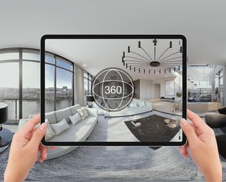 Een tablet die een virtual tour bekijkt