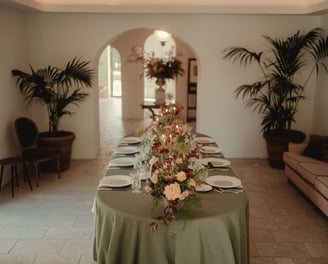 a table setting with a table setting for a dinner