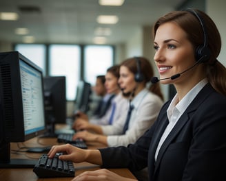a woman in a headset with a headset and a headset
