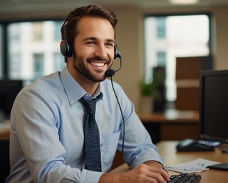 a man in a headset with a headset and a headset