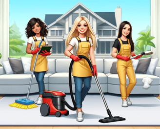 Professional cleaning ladies near me providing detailed cleaning services with equipment