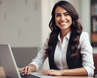 A person is holding a smartphone displaying a to-do list or task management app near an open laptop. The phone is connected to the laptop with a cable. The laptop is on a wooden desk showing web pages on the screen. The person is wearing a white sleeve and a gold watch.