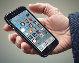 A hand holds a smartphone displaying a screen with a customer support option. The screen features two distinct buttons for initiating chat support: one blue button labeled 'iMessage' and one green button labeled 'WhatsApp'. Text above the buttons reads 'Chat with us' followed by a description of the support options. A 'Dismiss' option is also present at the bottom.
