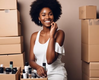 person holding cardboard box on table