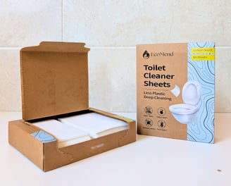 supplied subscription of 2 boxes of ecomend toilet cleaner sheets with biodegradable packaging 