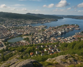 a view of a city from a hill top