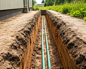 Underground utility lines laying in a trench