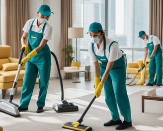 a group of cleaners in a living room