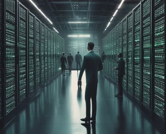 Glass-fronted building with reflections of the sky and nearby structures. Rows of greenery are integrated into the design above the windows. Large text on the building's facade reads 'Transforming Business for Good.'