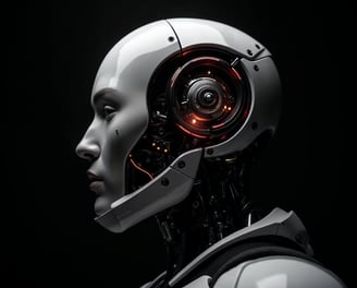 Perfil de robot humanoide, representando asesoramiento en soluciones de inteligencia artificial