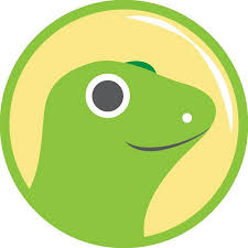 a green dinosaur with a green leaf on it