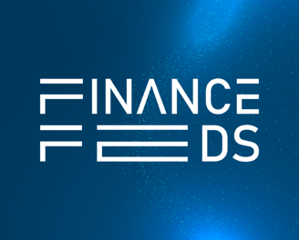 a blue and white finance logo with the words finance
