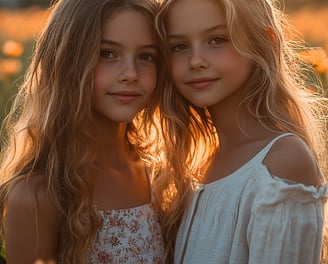 Fotografía de dos niñas con ropa de verano en un parque