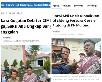 Anthonius Adhi Soedibyo saat menggugat CIMB Niaga