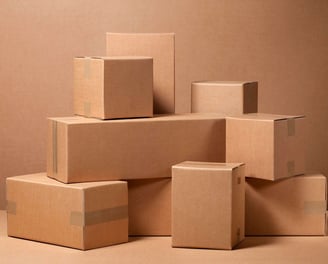 a bunch of boxes of boxes on a table