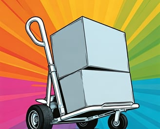 local moving dolly with boxes on top in a cartoon like image