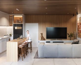 Cozinha e sala integradas 85m²