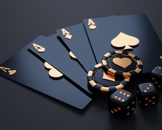 Casino, cards, poker chips, dice