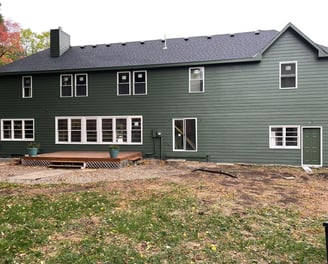 Complete Exterior House Painting in Green, Including Rotten Wood Replacement and Gutter Replacement