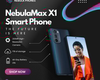 Landing page copywriting for NebulaMax X1 smartphone highlighting product benefits and emotional storytelling