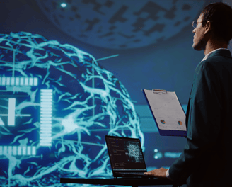 Imagen que representa la colaboración entre profesionales y la inteligencia artificial