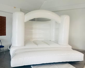 White toddler bouncy castle for hire sussex , surrey & kent 