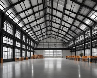 A sleek modern interior space featuring a long corridor with wooden flooring and ambient lighting. The area is bordered by large glass windows revealing an outside view. On the right, there is wall-mounted cabinetry and a control panel. The ceiling has visible pipes and ducts.