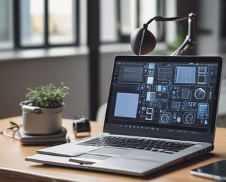 a laptop computer sitting on top of a table