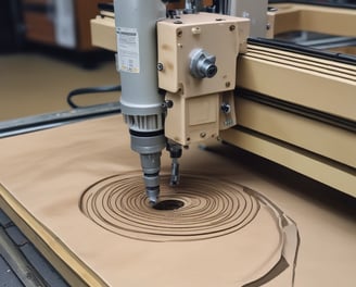 A person operates a CNC machine, focusing on the control panel with numerous buttons and a screen displaying data. The individual's hands are interacting with the controls, suggesting an adjustment or programming task. The surrounding environment appears to be a workshop or manufacturing setting.