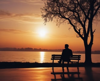 silhouette of man sitting on bench during sunset