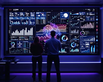Bild zwei Personen beobachten Analyseboard
