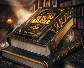 livre ancien qui décrit l'ambiance du storytelling et l'art d'écrire l'histoire des marques