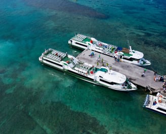 eka jaya fast ferry at padangbai port by giligate