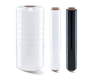 a clear and black stretch film roll and machine roll