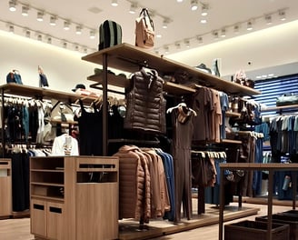 Ambiente higienizado da loja de vestuário por equipe especializada.