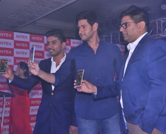 Mahesh Babu as brand ambassador for Intex mobile in Hyderabad with MD Keshav Bansal